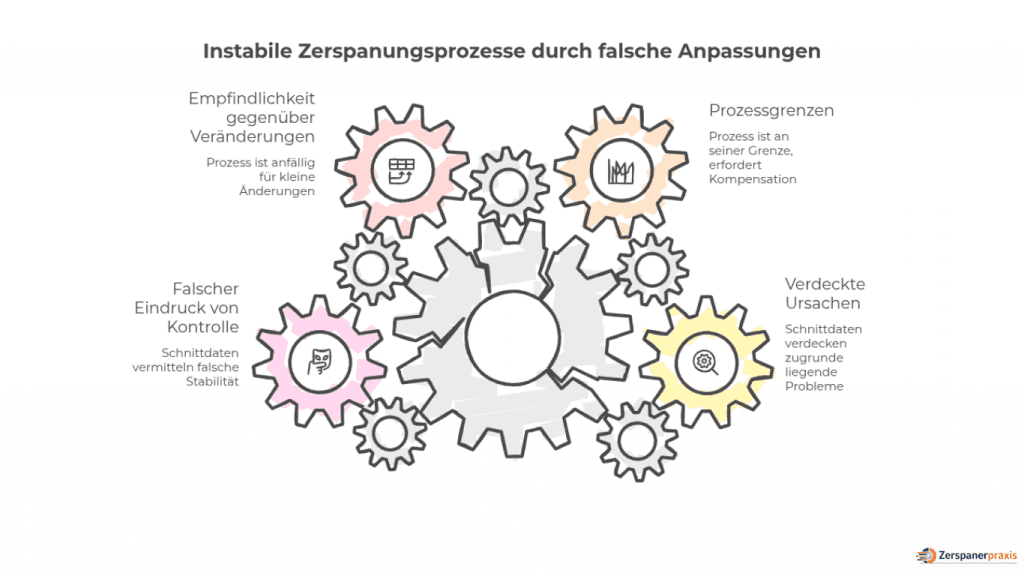 Grafik zu Schnittdaten in der Zerspanung und deren Einfluss auf instabile Zerspanungsprozesse