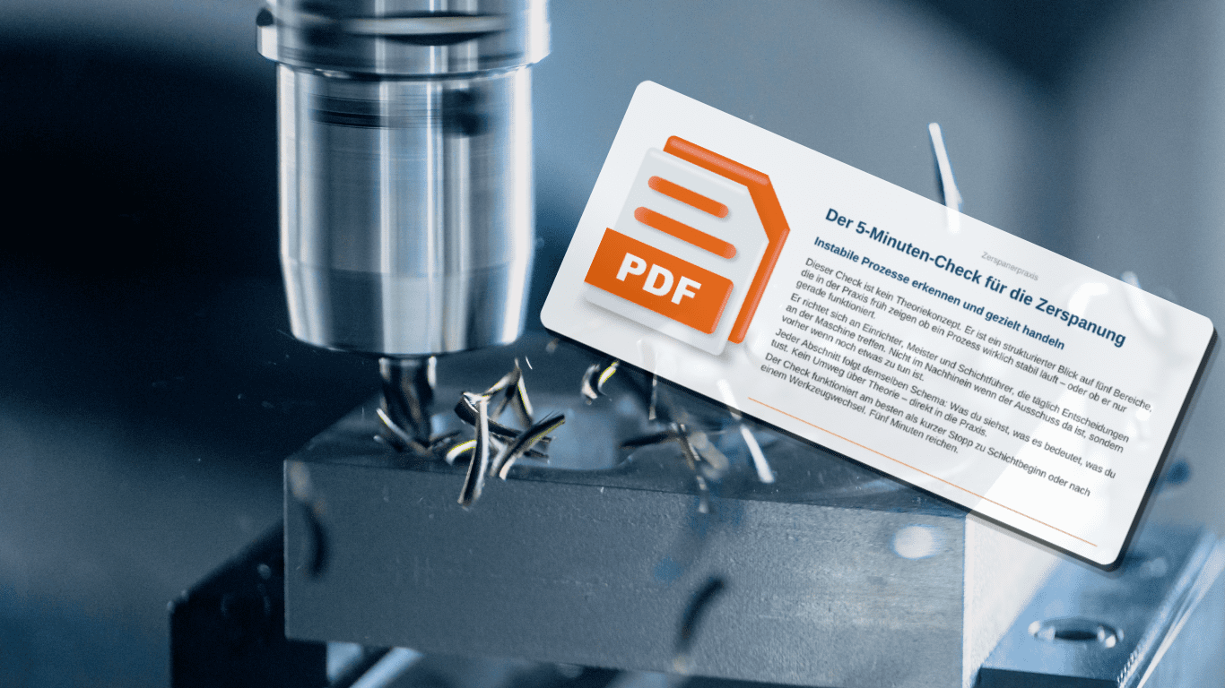 5-Minuten-Check für die Zerspanung als PDF-Checkliste vor CNC-Fräser im Eingriff