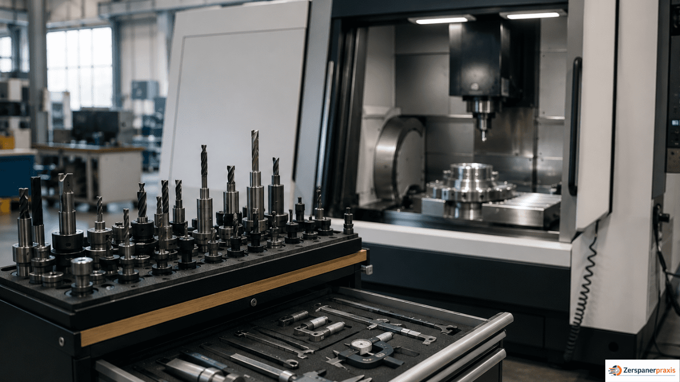 Stilles Wissen in der Werkstatt: CNC-Bediener überwacht den Fertigungsprozess an einer modernen Werkzeugmaschine.